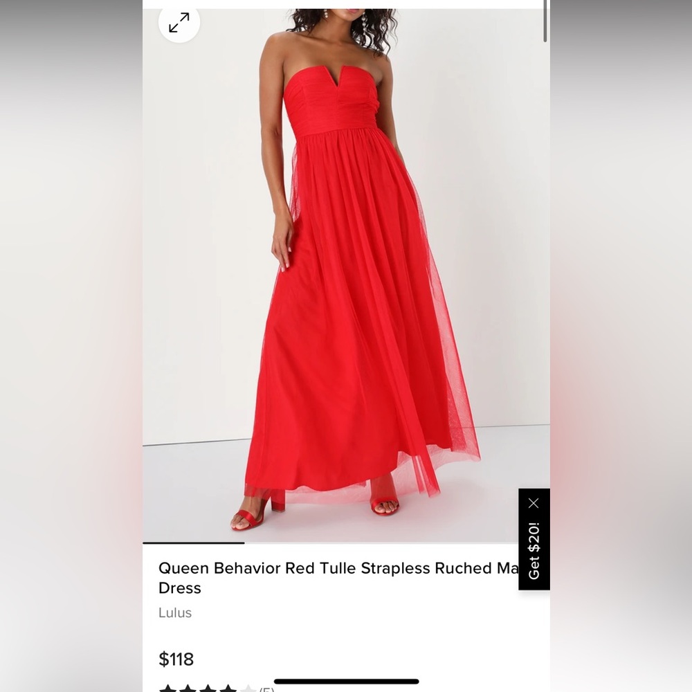 Strapless red dress from Lulu’s